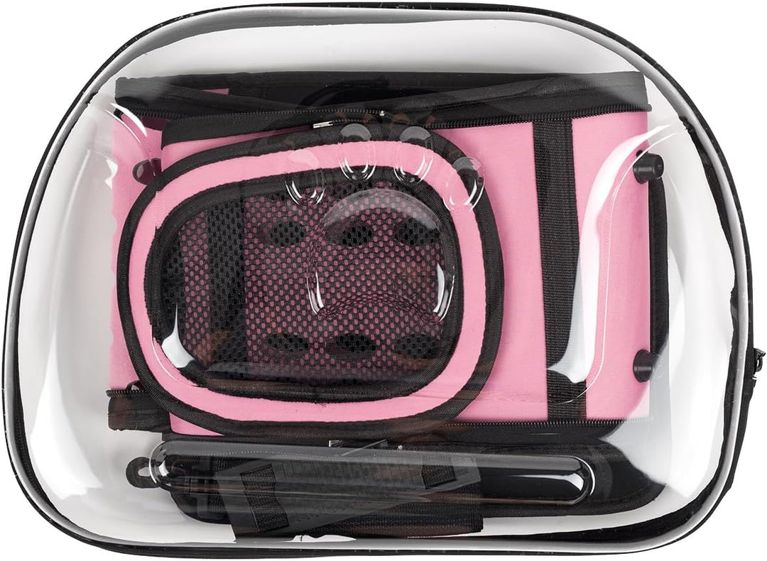 Durchsichtiger Haustiertransporter - Tragetasche für Reisen S/L transportbox Reisebox für Tiere (Ros