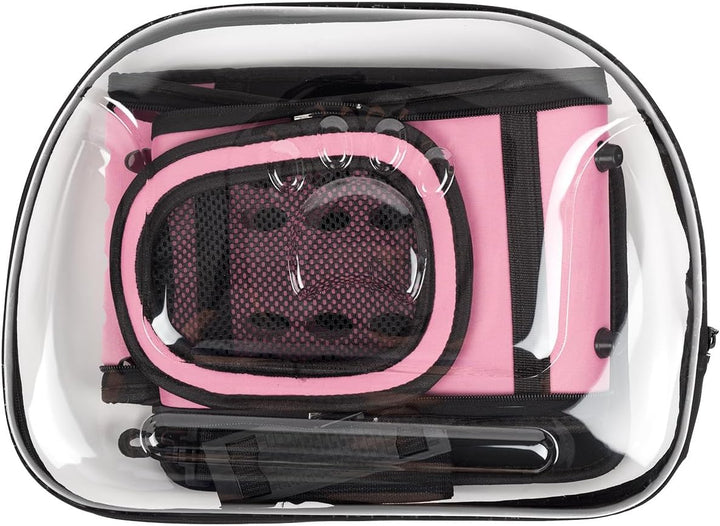 Durchsichtiger Haustiertransporter - Tragetasche für Reisen S/L transportbox Reisebox für Tiere (Ros