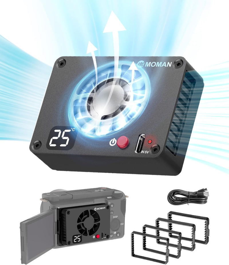 Camera Cooling Fan, Moman Halbleiter Kühlsystem für Kameras mit Aufladen vom Typ C & Anzeigebildschi