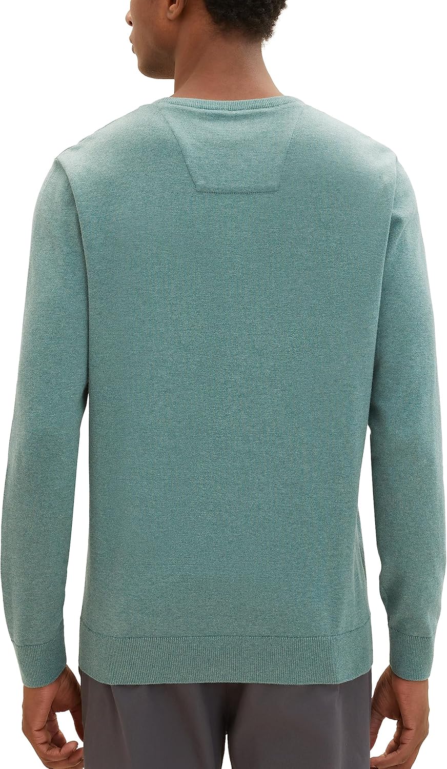 TOM TAILOR Herren Basic Crewneck Strickpullover S 32619 - Green Dust Melange, S 32619 - Green Dust M