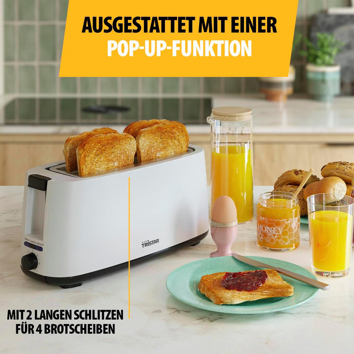 Tristar Doppel-Langschlitz-Toaster, 7 Bräunungsstufen, Auftaufunktion, Liftfunktion, Zentrierfunktio