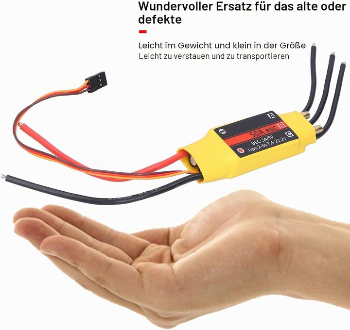 RiToEasysports RC-Boot-Regler, 50A 2-Wege-Brushless-Geschwindigkeitsregler für RC-Boot-Modelle mit 5