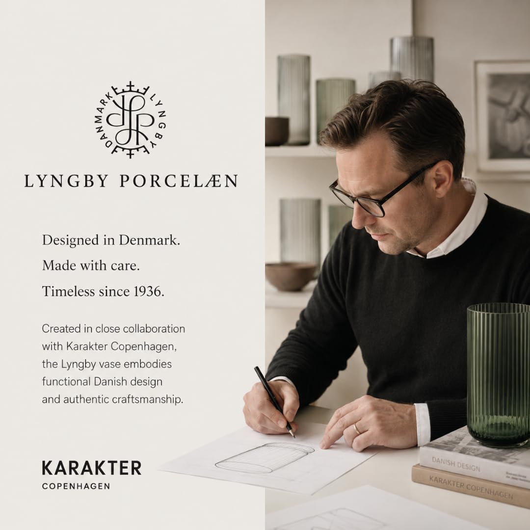 Lyngby Porcelæn Vase H25 cm Lyngby aus mundgeblasenem Glas zeitlos, grün H25 cm Copenhagen Green, H2