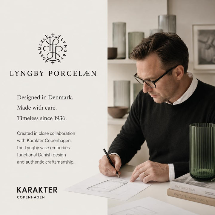 Lyngby Porcelæn Vase H25 cm Lyngby aus mundgeblasenem Glas zeitlos, grün H25 cm Copenhagen Green, H2
