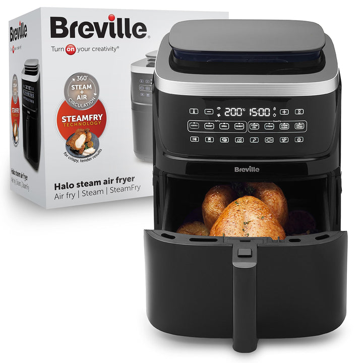 Breville Halo Dampf-Heissluftfritteuse | Digitale 7-Liter-Heissluftfritteuse mit SteamFry-Technologi