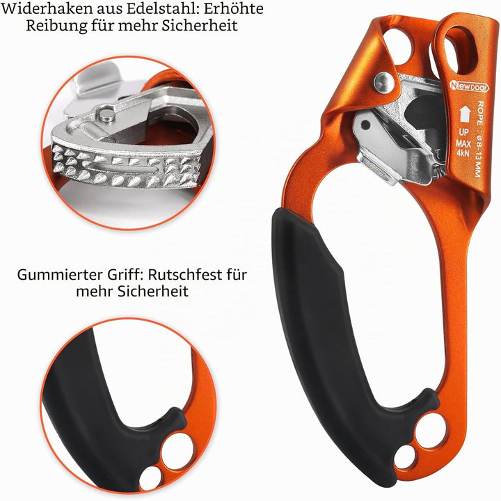 NewDoar UIAA &amp; CE-zertifizierte Handsteigklemme Seilklemme Ascension Kletterbaum Baumpfleger Abseile