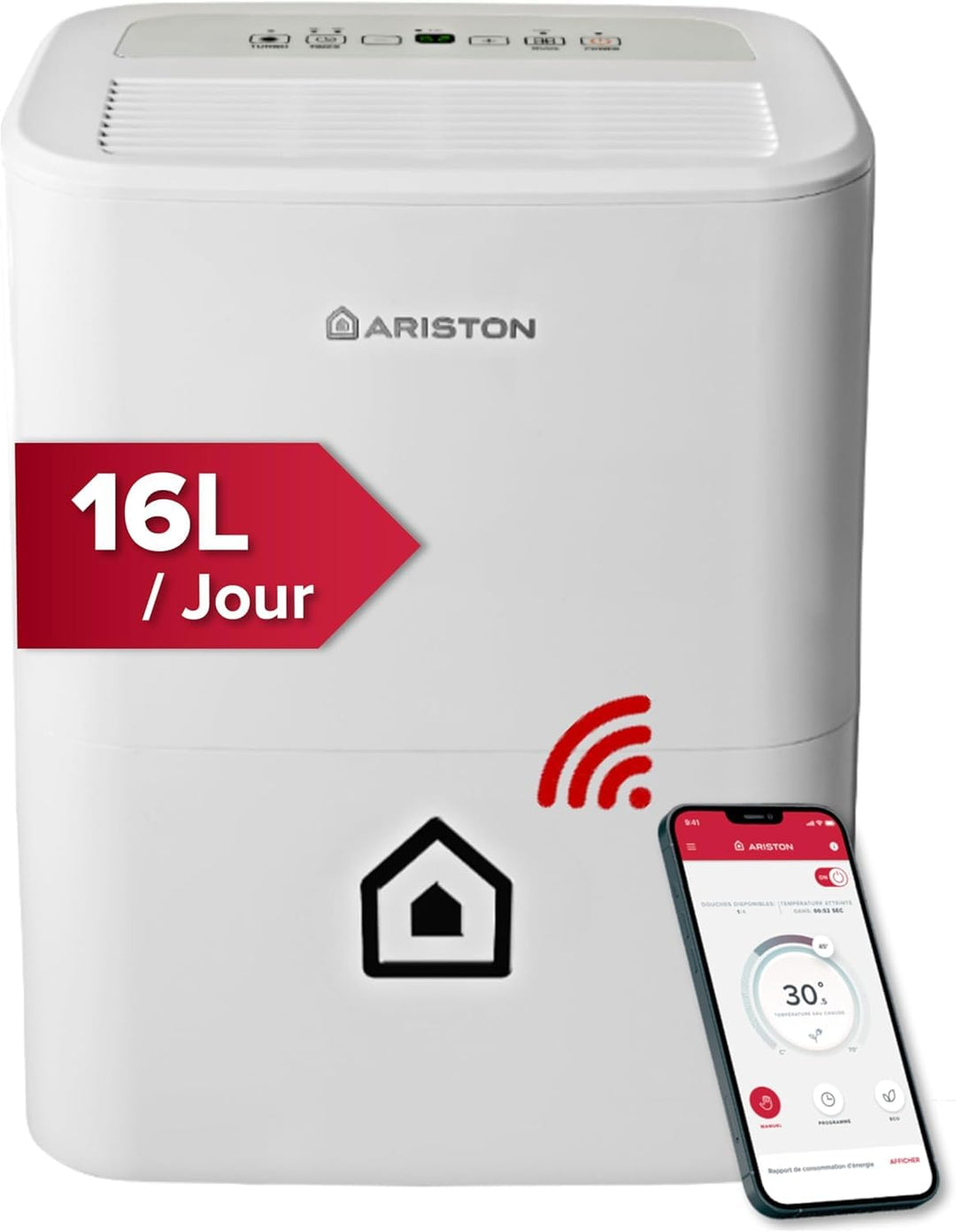 Ariston Deos 16s Wi Fi Tragbarer Luftentfeuchter, 430W, 16 Liter/Tag, Weiss 16 Litri Wi-Fi, 16 Litri