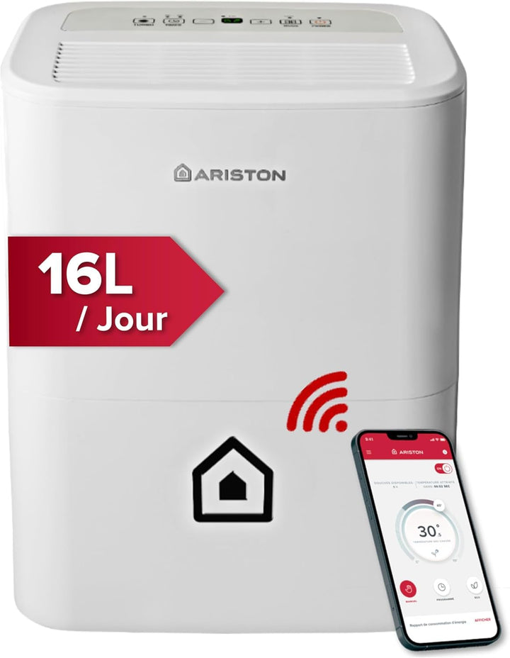 Ariston Deos 16s Wi Fi Tragbarer Luftentfeuchter, 430W, 16 Liter/Tag, Weiss 16 Litri Wi-Fi, 16 Litri