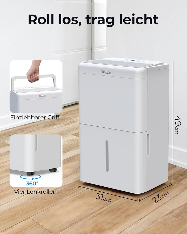 Woleix Luftentfeuchter elektrisch 30L, Entfeuchter elektrisch für Keller, Raumentfeuchter elektrisch