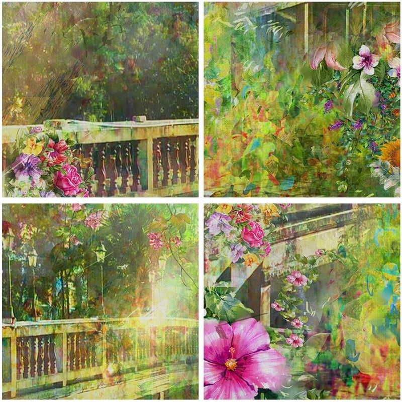 Bilder auf Leinwand 100x70cm Leinwandbild Brücke Park Blume Frühling Gross Wanddeko Bild Schlafzimme