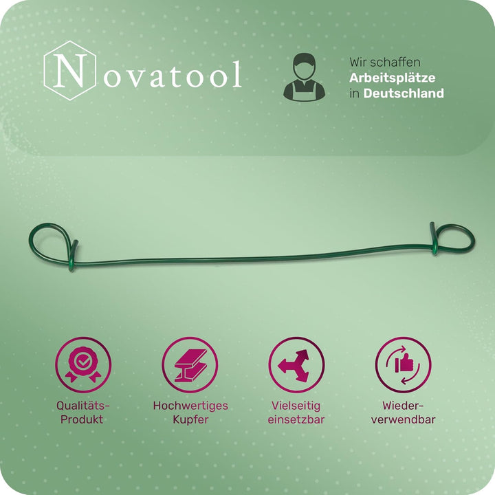 Novatool Drillapparat Driller SW + 1000 Stück Rödeldraht mit Ösen 1,4 x 140mm Bindedraht Grün ummant