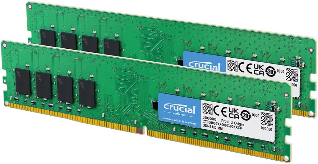 Crucial RAM 32GB (2x16GB) DDR4 3200MHz CL22 (2933MHz oder 2666MHz) Desktop Arbeitsspeicher Kit CT2K1