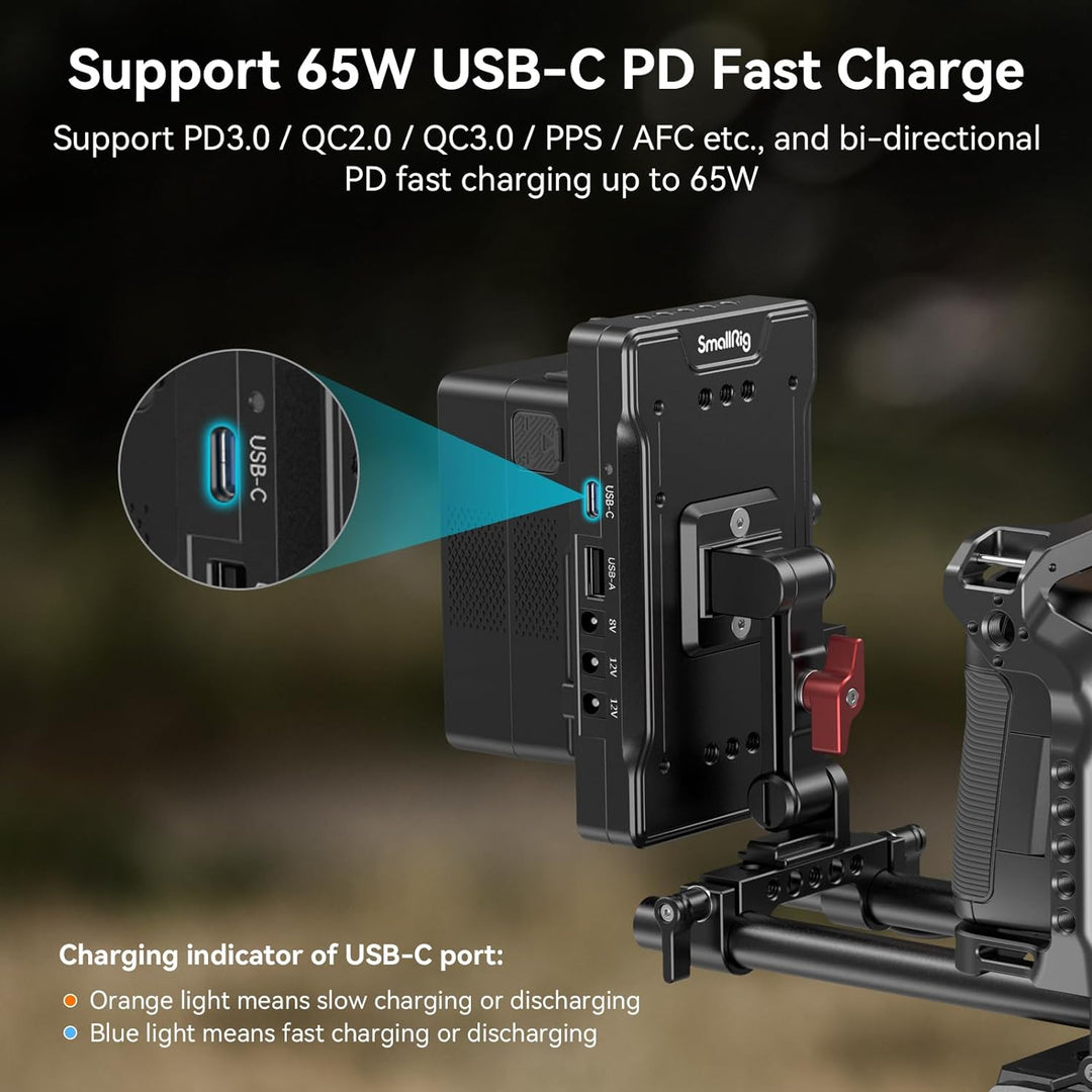 SMALLRIG V Mount Battery Adapter Plate, Adapterplatte Versorgungsverteiler mit 15mm Stangenklemme un