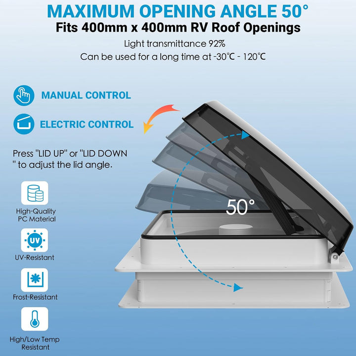 2012 Max Air Belüftung für Wohnmobil Dachventilator Dachlüfter Reversibler Abluftventilator, extrem