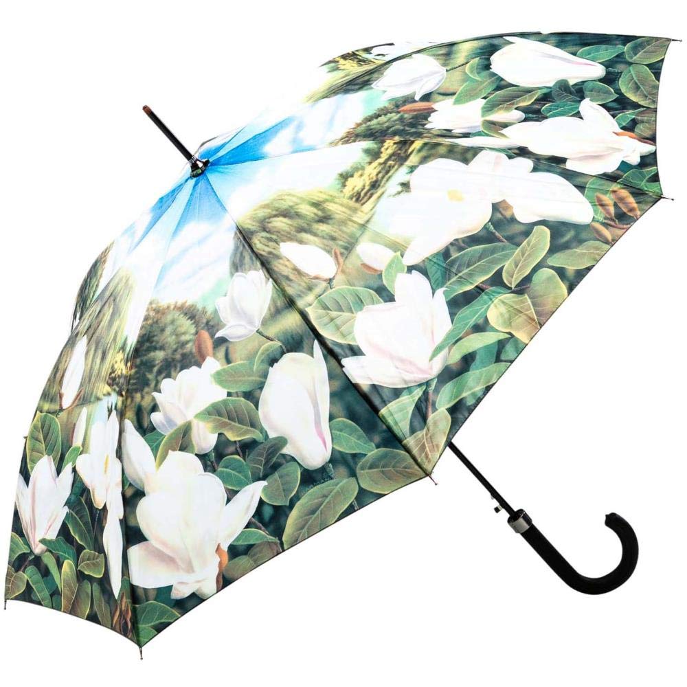 LUCKYWEATHER Regenschirm Stockschirm Damen Motiv Magnolien Auf-Automatik I Stockregenschirm gross un