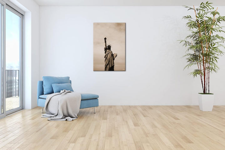 Symbol der Freiheit Effekt: Sepia, Format: 80x60 als Leinwandbild, Motiv fertig gerahmt auf Echtholz