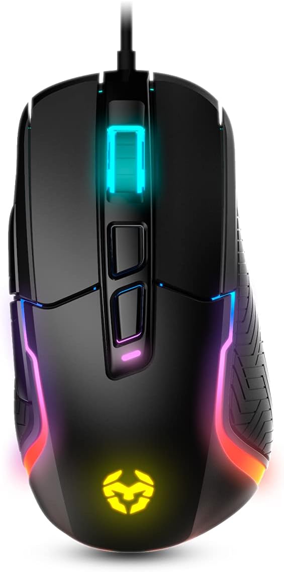 KROM KICK - Gaming-Maus, RGB Rainbow, PixArt 3327 optischer Sensor bis zu 12000 DPI, 6 DPI-Stufen (8
