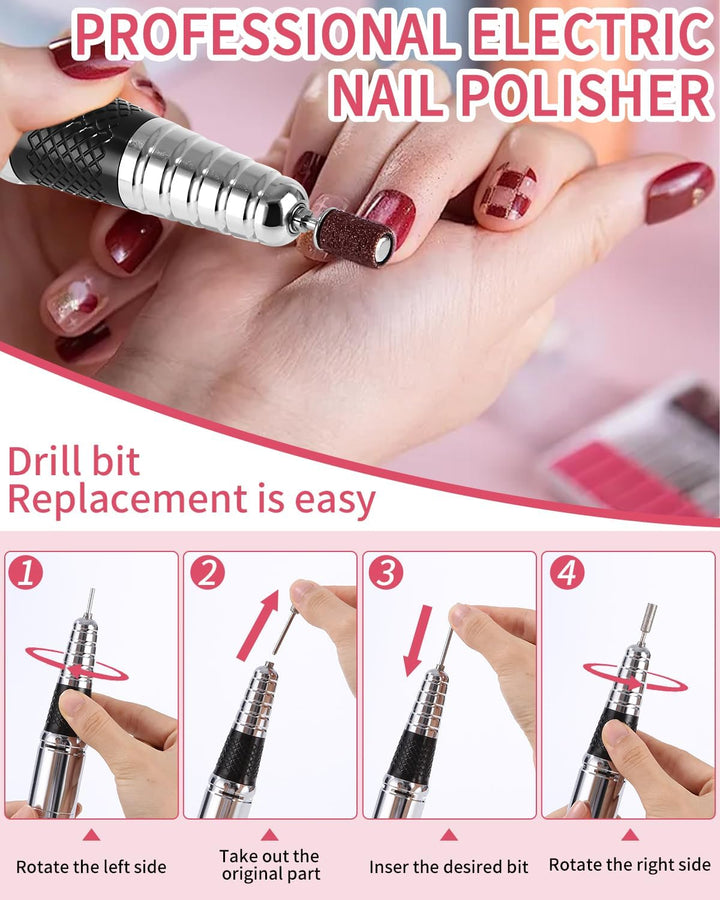 Nagelschleifer 45000 U/min, 6 in 1, Profi-Nagelfräser mit Pedal/Touch-Modus