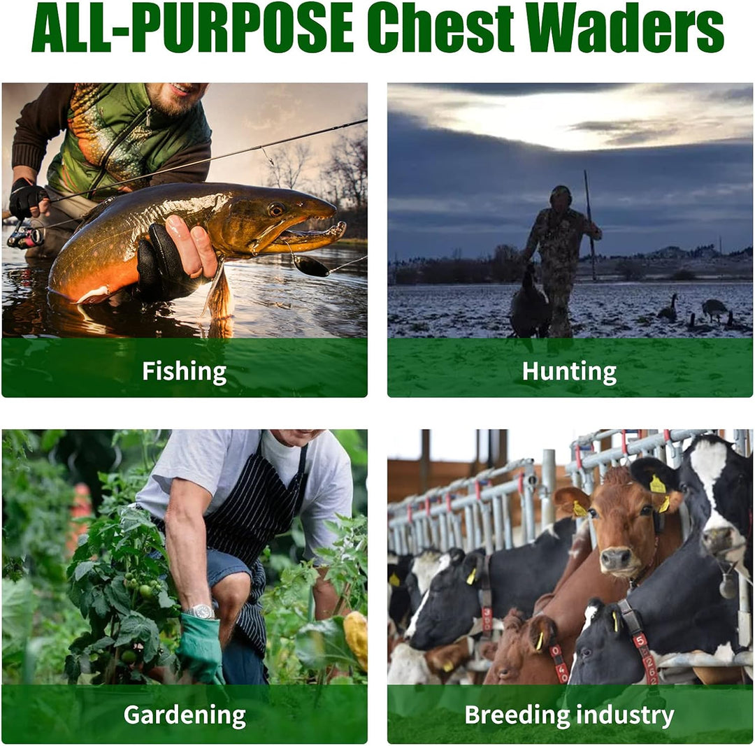 Croch Wathose für Herren Damen Anglerhose Wasserdicht PVC Nylon mit Gummi Watstiefel Grösse 38-47 Pe