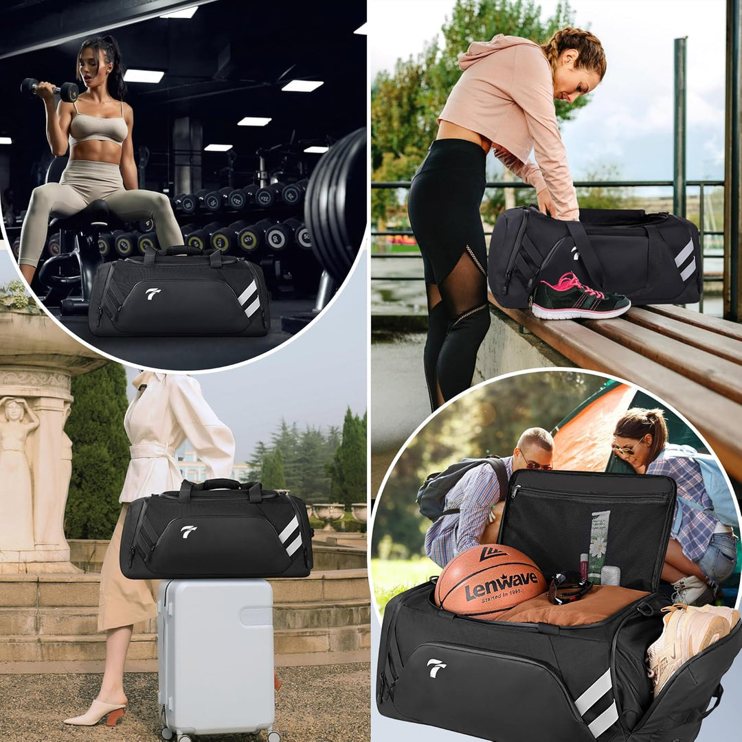 Sporttasche Herren, 58L Reisetasche Gross Sporttasche mit Schuhfach und Nassfach, Gross Trainingstas
