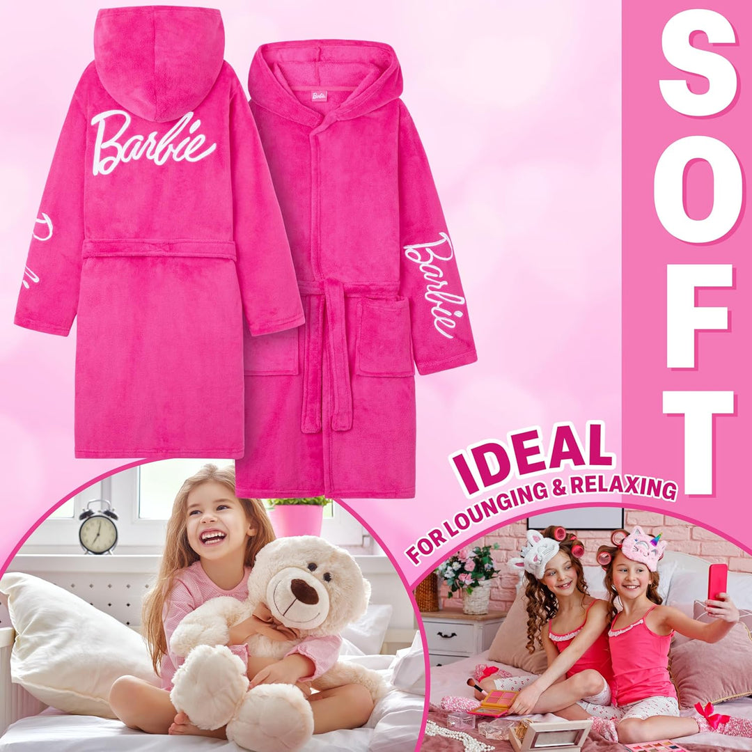 Get Trend Bademantel Mädchen, Flauschig mit Prints von Stitch und Angel, Barbie, Disney Prinzessinne