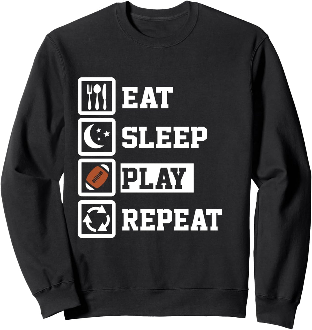 Eat Sleep Rugby Repeat Funny Rugby Sweatshirt