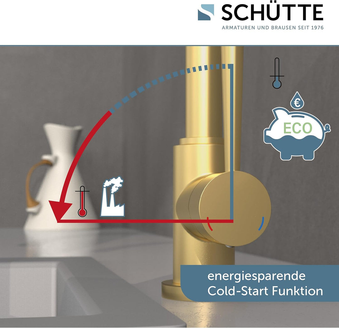 SCHÜTTE 79167 Küchenarmatur Cornwall, 360 Grad schwenkbarer Wasserhahn Küche, Mischbatterie für die