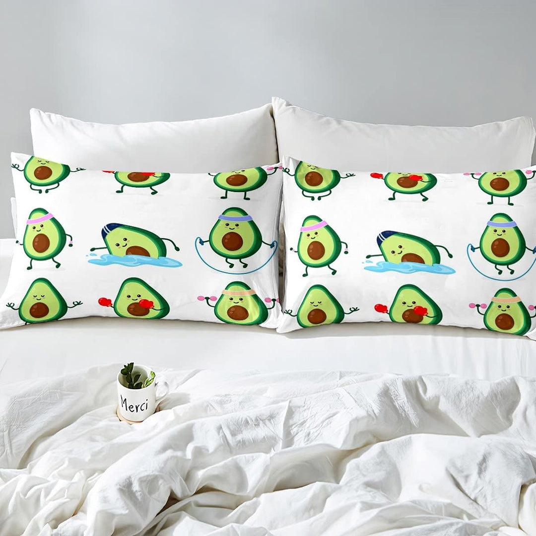 Homewish Avocado Bettwäsche Set 135x200 Für Jungen Mädchen Cartoon Lustige Süsse Frucht Avocado Bett