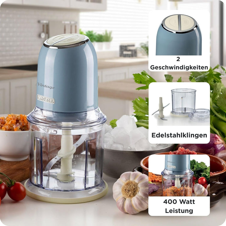 Ariete Vintage 438, Retro Elektrischer Gemüse- und Ice-Crusher mit 2 Geschwindigkeitsstufen, 4 Edels