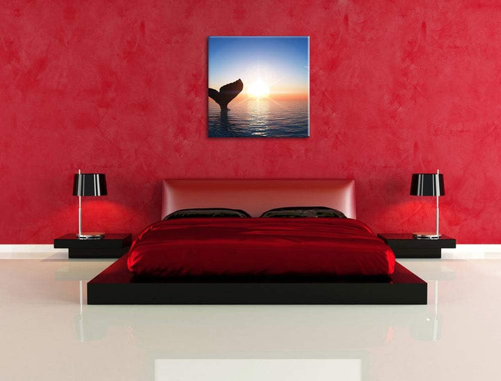 Pixxprint Walflosse im Sonnenuntergang, Format: 70x70 auf Leinwand, 70x70