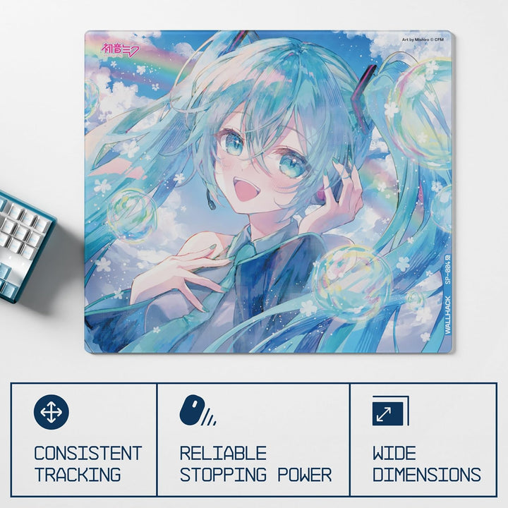 Wallhack x Hatsune Miku Glas Gaming-Mauspad – Kollaborationsedition SP-004 | Sommer-Miku-Design | Pr