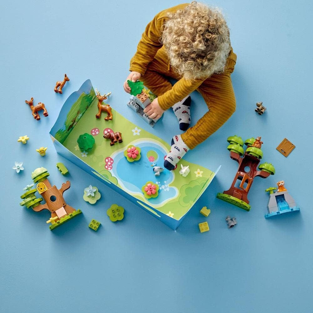 LEGO 10979 DUPLO Wilde Tiere Europas, Entwicklungsspielzeug für 2-Jährige, Hirsch, Bär, Fuchs und Ei