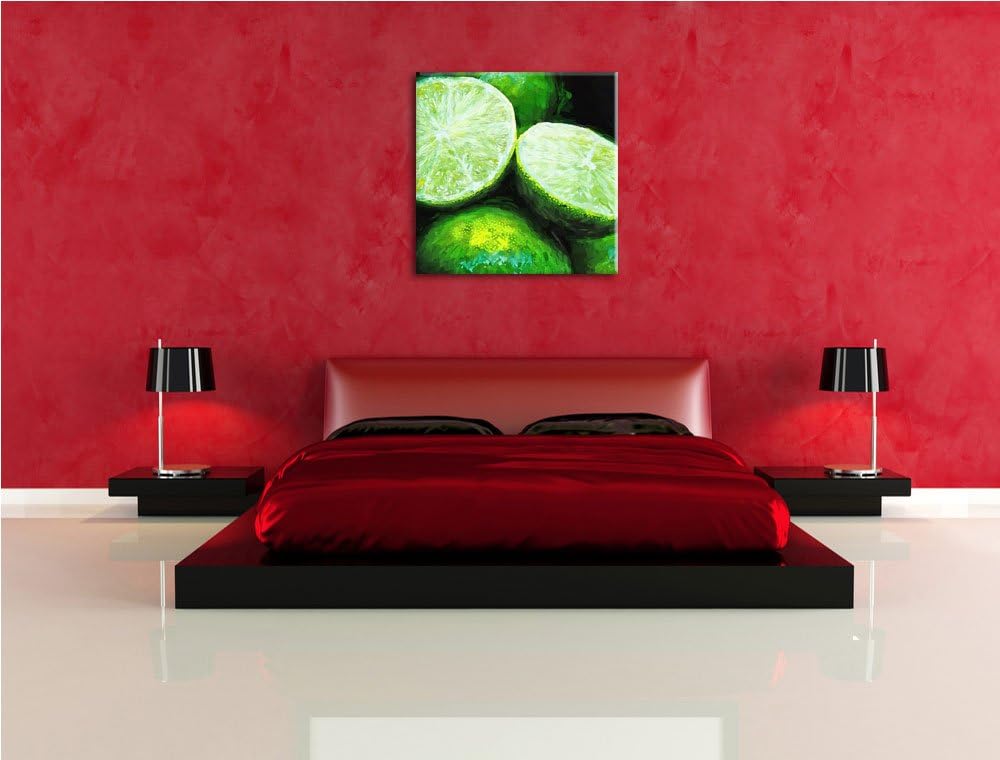 Pixxprint fruchtig frische Limette im Wasser als Leinwandbild/Grösse: 70x70 cm/Wandbild/Kunstdruck/f