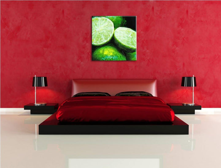 Pixxprint fruchtig frische Limette im Wasser als Leinwandbild/Grösse: 70x70 cm/Wandbild/Kunstdruck/f