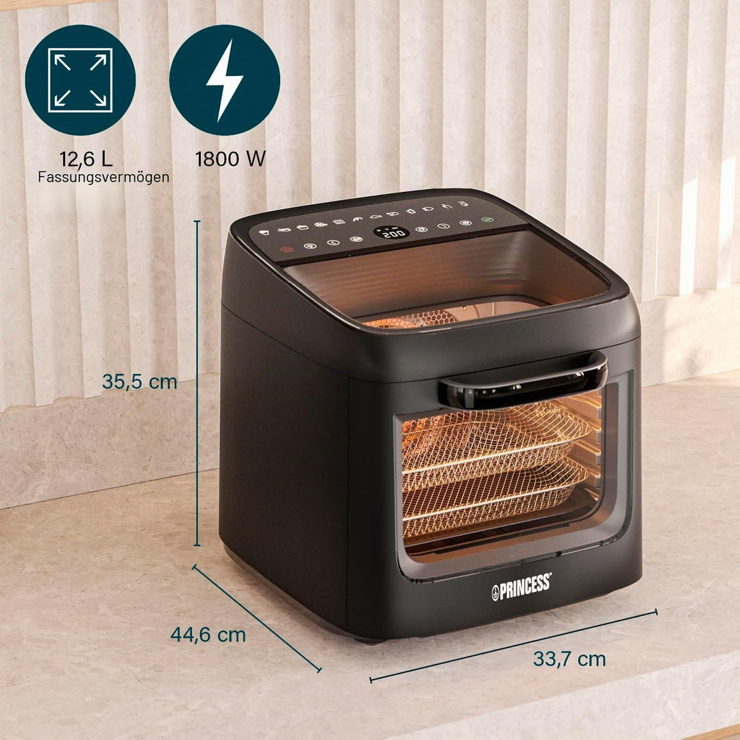 Princess Heissluftfritteuse Backofen Vision, 12,6 L Kapazität, 1800 W Leistung, Multifunktionales Ga