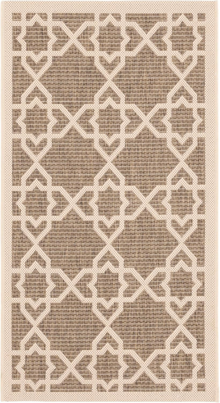 SAFAVIEH Zeitgenössische Teppich für Drinnen &amp; Draussen - Courtyard Collection, Kurzer Flor, Braun u
