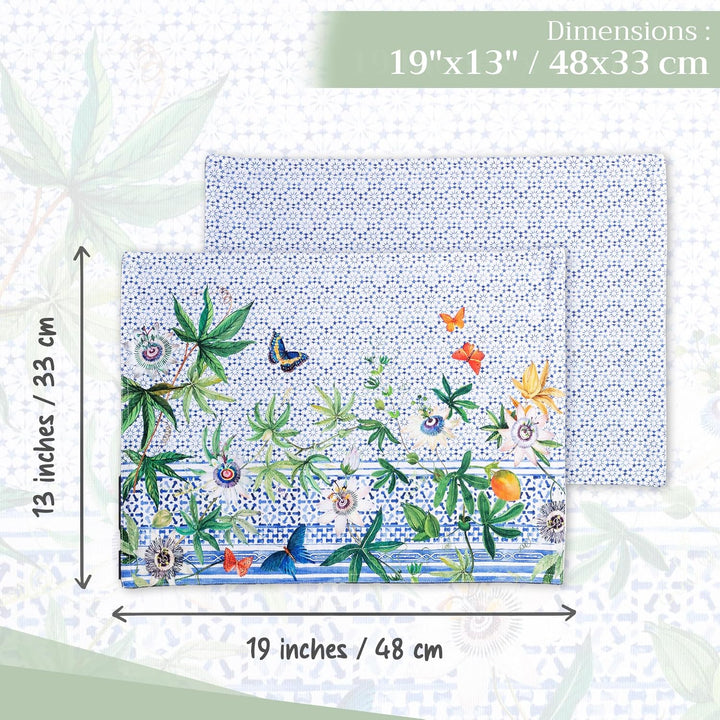 Maison d' Hermine Passiflora 100% Baumwolle Set mit 4 Tischsets für den Esstisch | Küche | Hochzeit