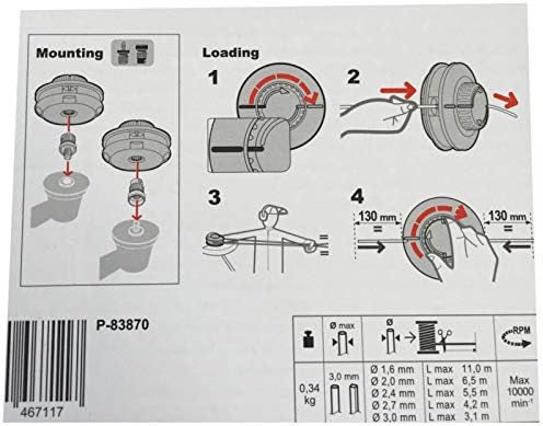 Fadenkopf Easy Load Mähkopf Fadenspule Motorsense Freischneider Rasentrimmer M10x1,25mm