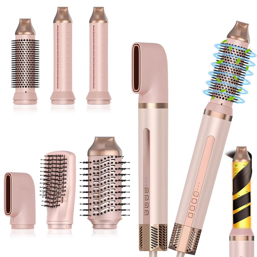 Hairstyler 6 in 1, Professioneller Haarstyler, 110000 U/Min Airstyler Set mit Auto Lockenstäbe, Föhn