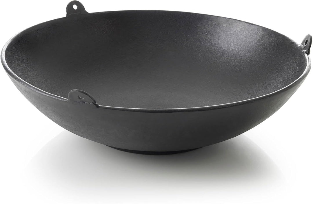 Barbecook Junko Gusseisen Wok zum Befestigen am Schwenkgrill, schwarz, rund, 37 cm