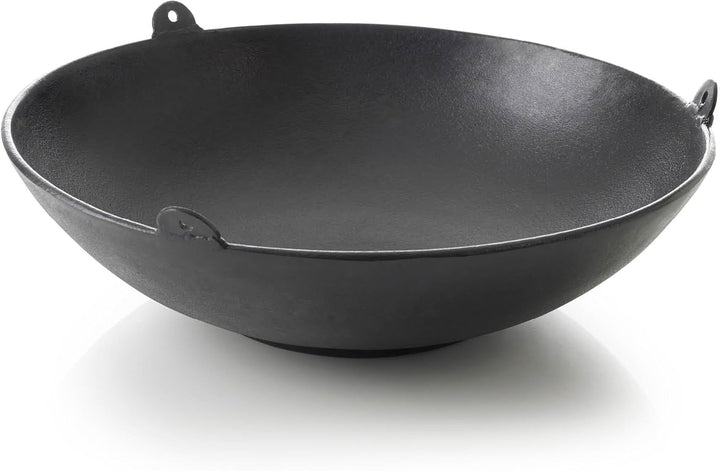 Barbecook Junko Gusseisen Wok zum Befestigen am Schwenkgrill, schwarz, rund, 37 cm