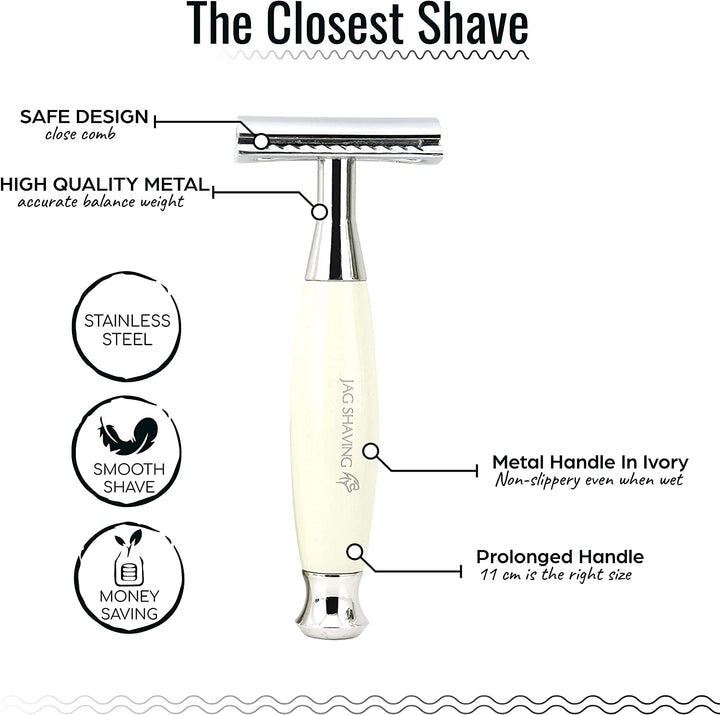 Jag Shaving Rasierhobel-Set – Double Edge Rasierklingen Rasierhobel – Lederetui – für Rasierhobel –