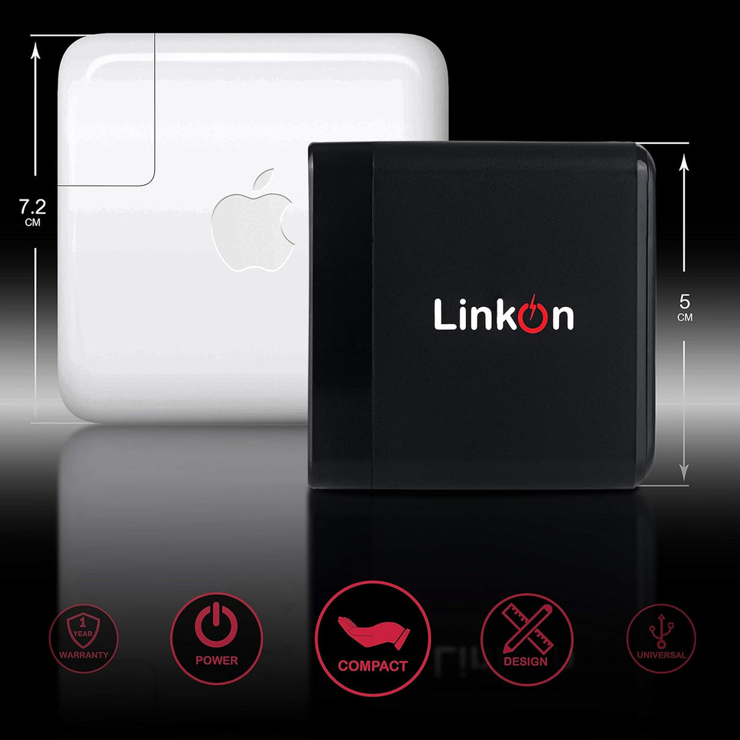 LinkOn Ganius 65W Wand-Ladegerät GaN Tech 65W USB-C PD3.0 PPS und 18W USB-A QC4.0+ Kompatibel mit Ma