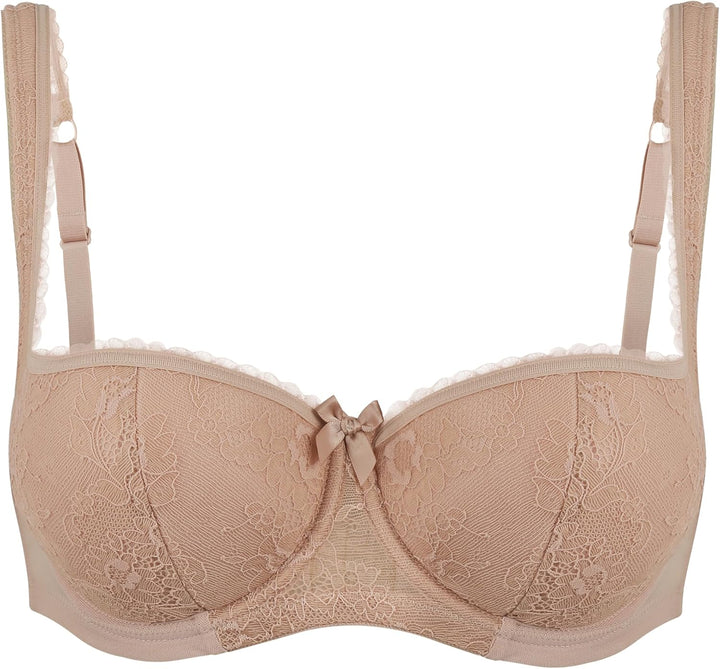 Rosme Lingerie Balconette-BH mit gepolsterten Trägern für Damen, Kollektion Eliza 70B Beige, 70B Bei