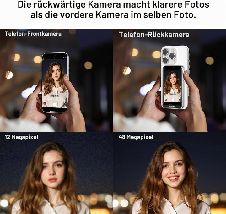 Newmowa Magnetischer Telefon Vlog Selfie Touchscreen Monitor mit Zoom,1080P Wireless Aufnahme,Telefo