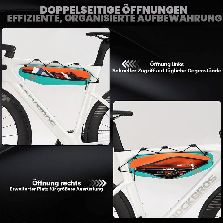 ROCKBROS Fahrrad Rahmentasche Lenkertasche 44 cm Extra Lang, Schmale 1,4L aus Polyester, Werkzeugtas