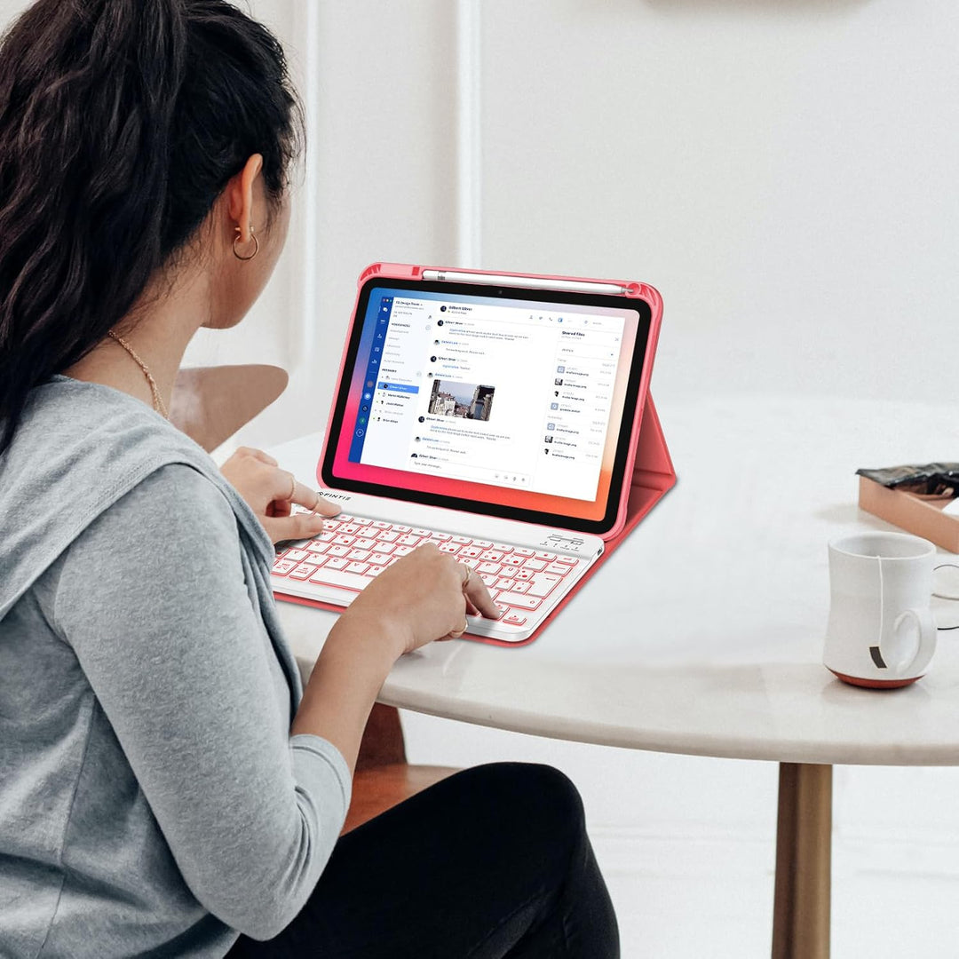 Fintie Tastatur Hülle für iPad 10. Generation 2022 (10.9 Zoll), Keyboard Case mit 7-farbig Beleuchte