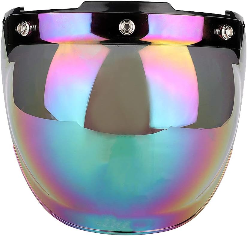 Qiilu Motorrad Helm Linse, Motorrad Retro 3-Snap Sonnenblende Schild Winddichte Helm Linse farbig