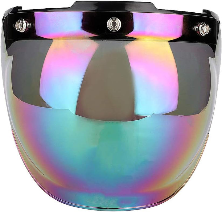 Qiilu Motorrad Helm Linse, Motorrad Retro 3-Snap Sonnenblende Schild Winddichte Helm Linse farbig