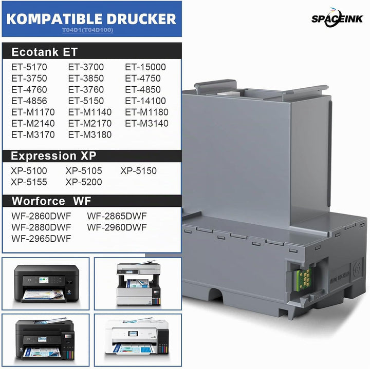 Spaceink T04D1/T04D100 Wartungsbox Kompatibel für Epson ET-15000 ET-4750 ET-3750 ET-4850 ET-3850 ET-